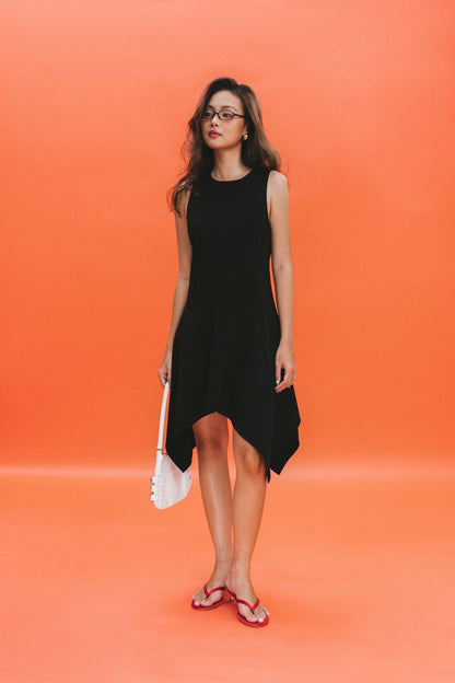 Libe Black Handkerchief Mini Dress (Pre-order)