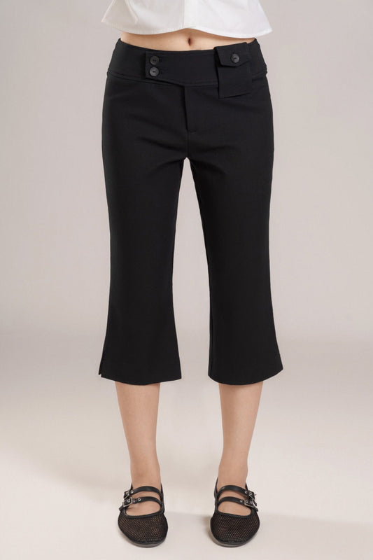 Libe Black Khaki Capri Trousers (Pre-order)