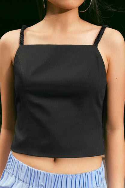Libe Black Openback Cross Strappy Top (Pre-order)