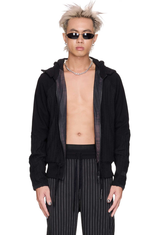 The Beuter Black Paneled Riversible Hoodie