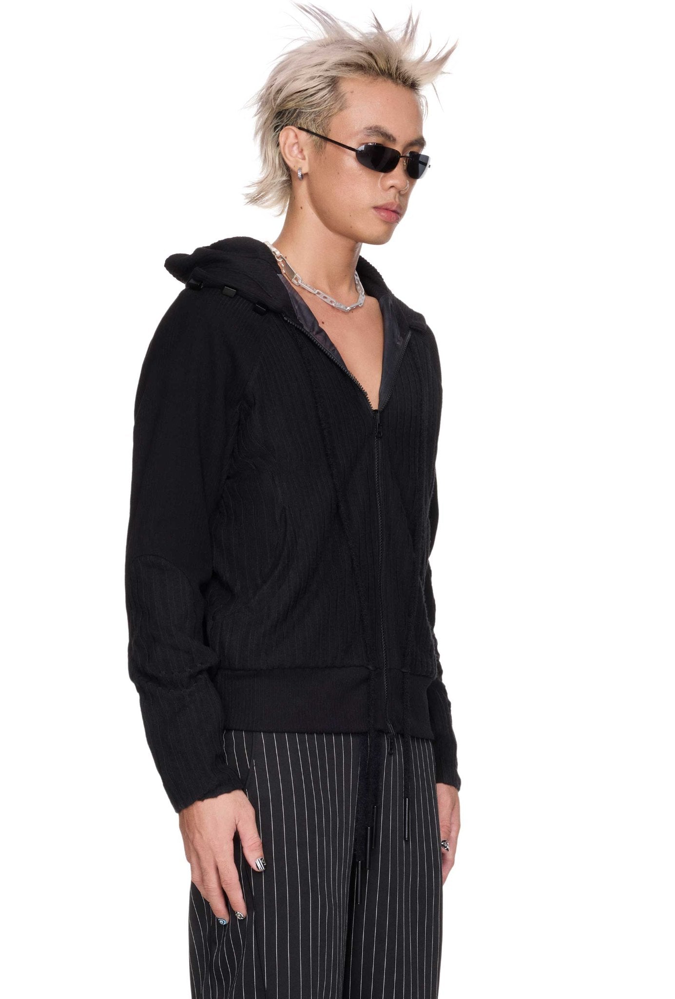 The Beuter Black Paneled Riversible Hoodie