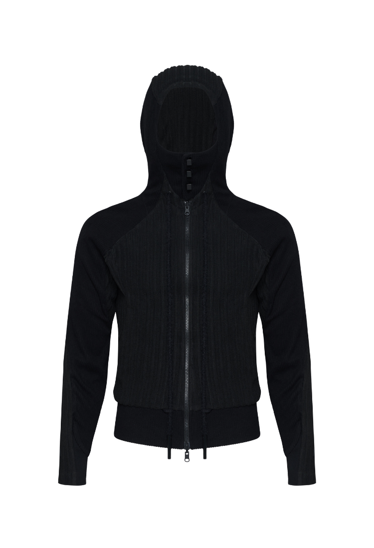 The Beuter Black Paneled Riversible Hoodie