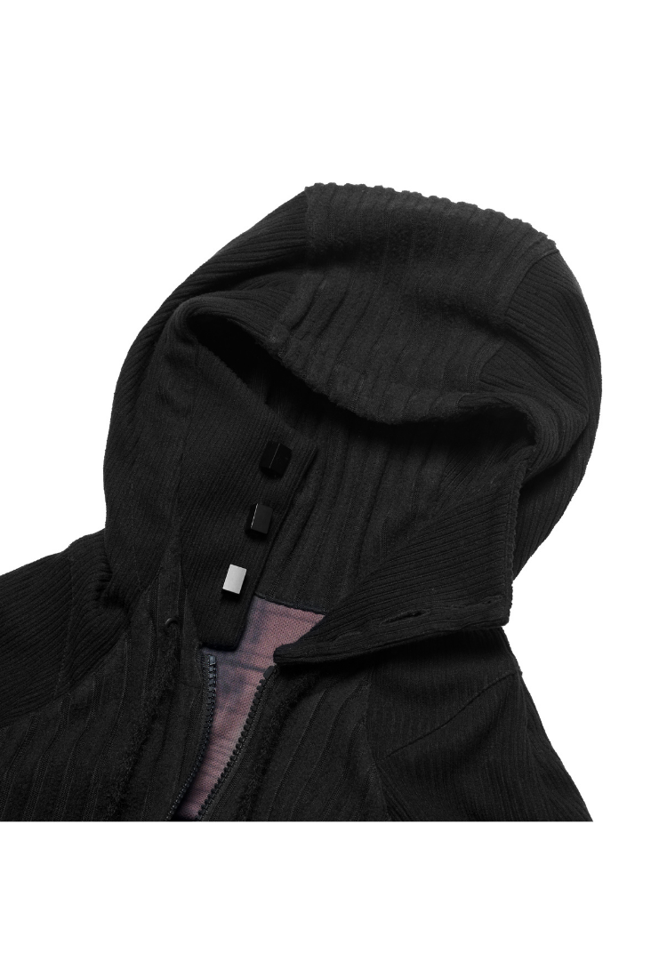 The Beuter Black Paneled Riversible Hoodie