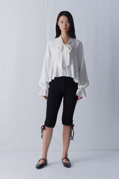 Libe Black Ribbed Capri Pants (Pre-order)