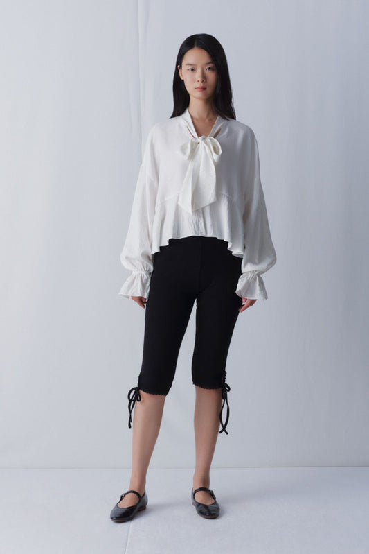 Libe Black Ribbed Capri Pants (Pre-order)