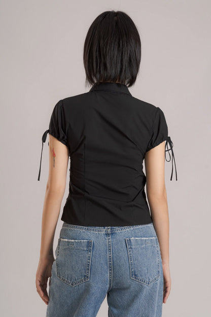 Libe Black Ruched Shirt (Pre-order)