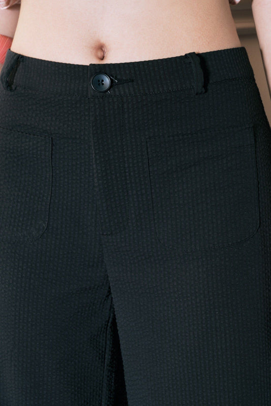 Libe Black Ruffle Hem Trousers (Pre-order)