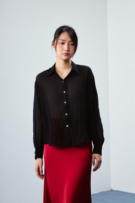 Libe Black Sheer Oversized Shirt (Pre-order)