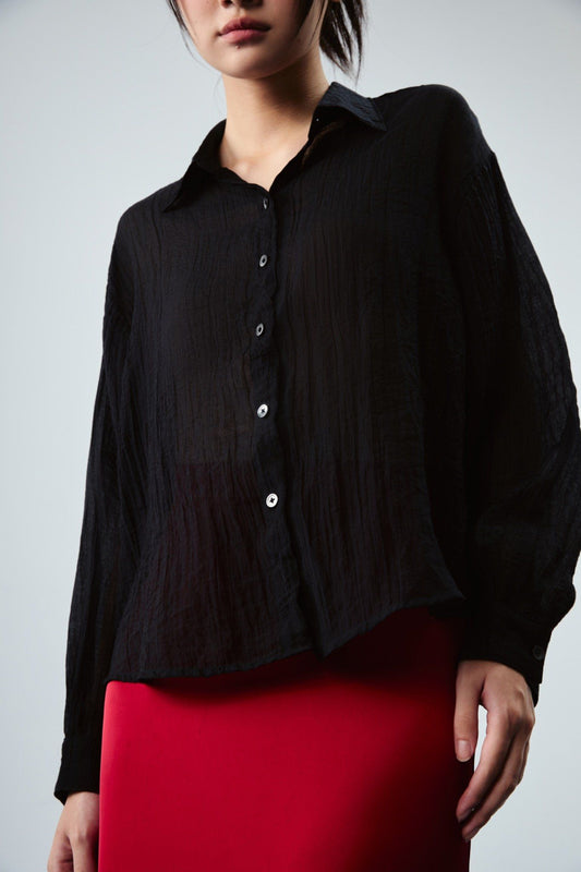 Libe Black Sheer Oversized Shirt (Pre-order)