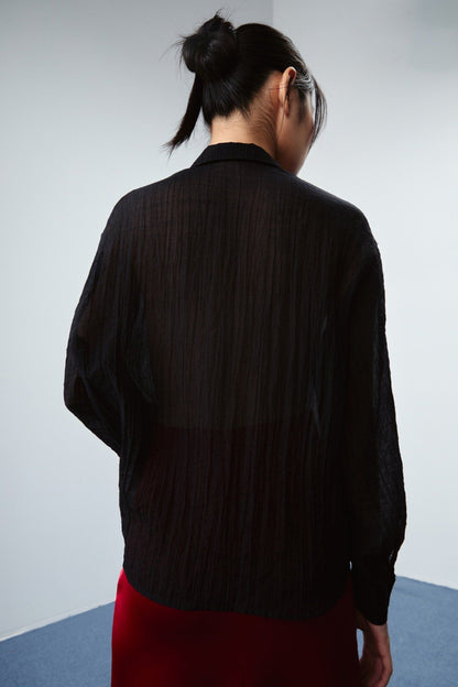 Libe Black Sheer Oversized Shirt (Pre-order)