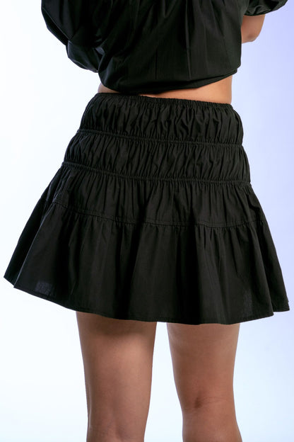 Libe Black Smock Mini Skirt (Pre-order)