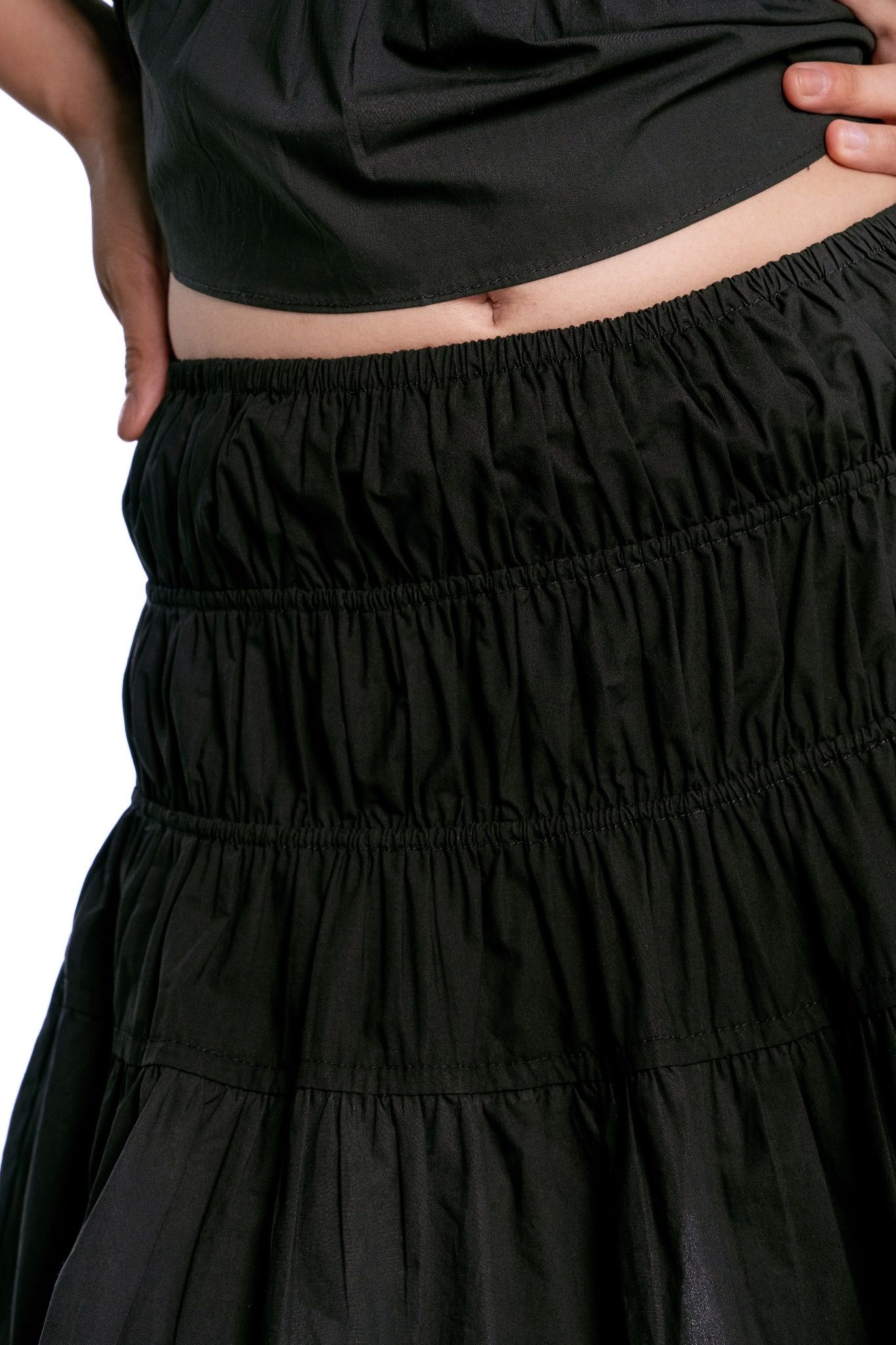 Libe Black Smock Mini Skirt (Pre-order)