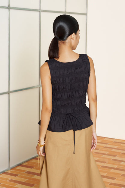 Libe Black Smocking Top (Pre-order)
