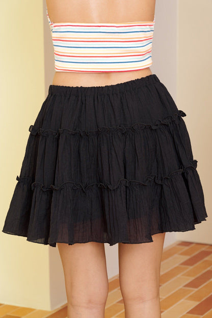 Libe Black Tiered Mini Skirt (Pre-order)