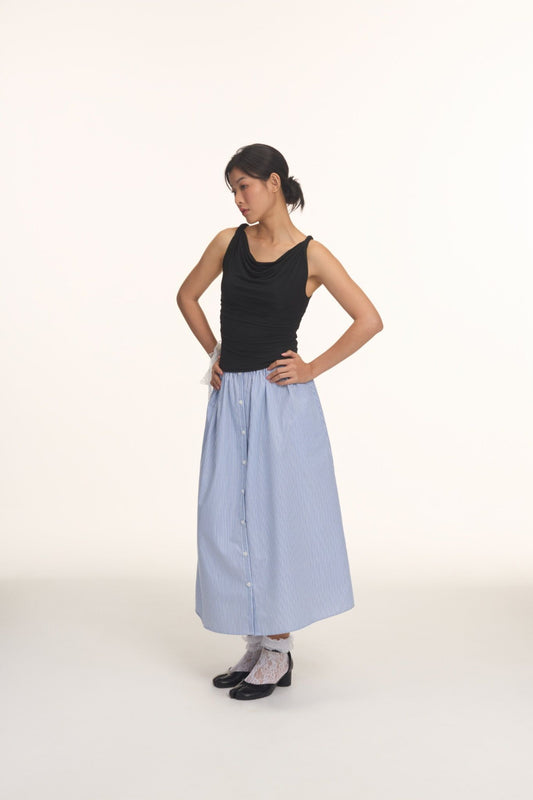 Libe Black Twist Shoulder Top (Pre-order)