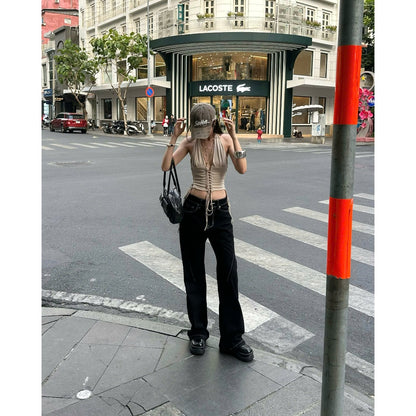 WHOSE Black White Stitch Flared Jeans Wash Ver 1