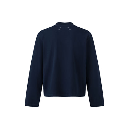 The Beuter Blank Navy Boxy V-Neck Long Sleeve T-Shirt