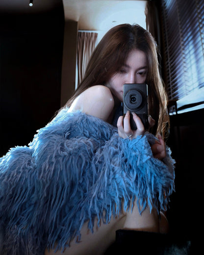 Kish Blue Feather Fur Sweater