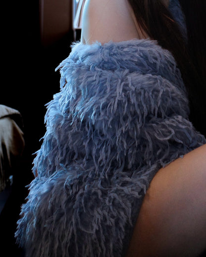 Kish Blue Feather Fur Sweater