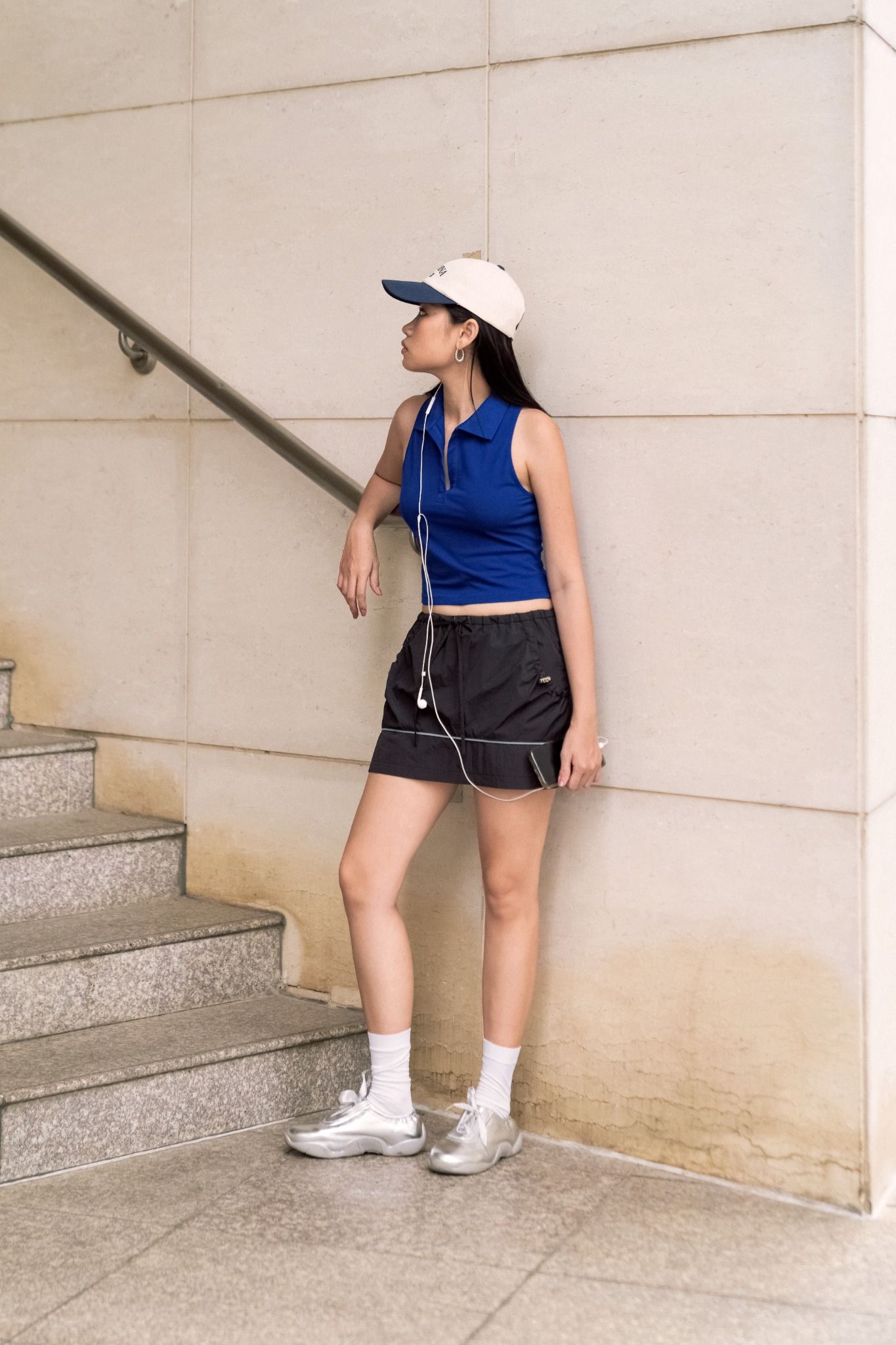 Libe Blue Polo Neck Tank Top (Pre-order)