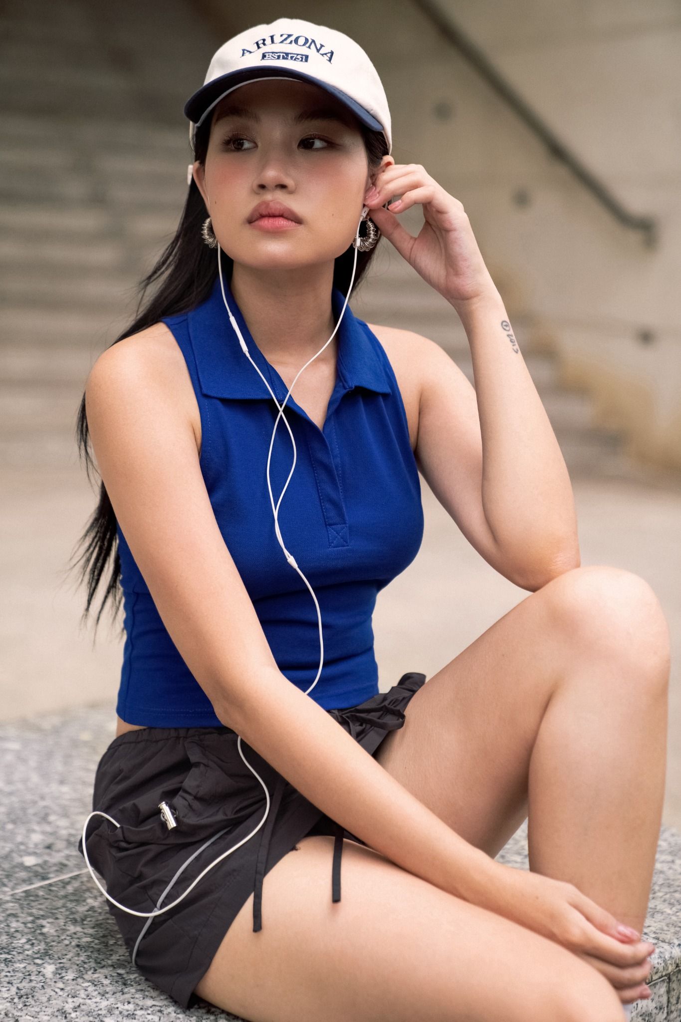 Libe Blue Polo Neck Tank Top (Pre-order)