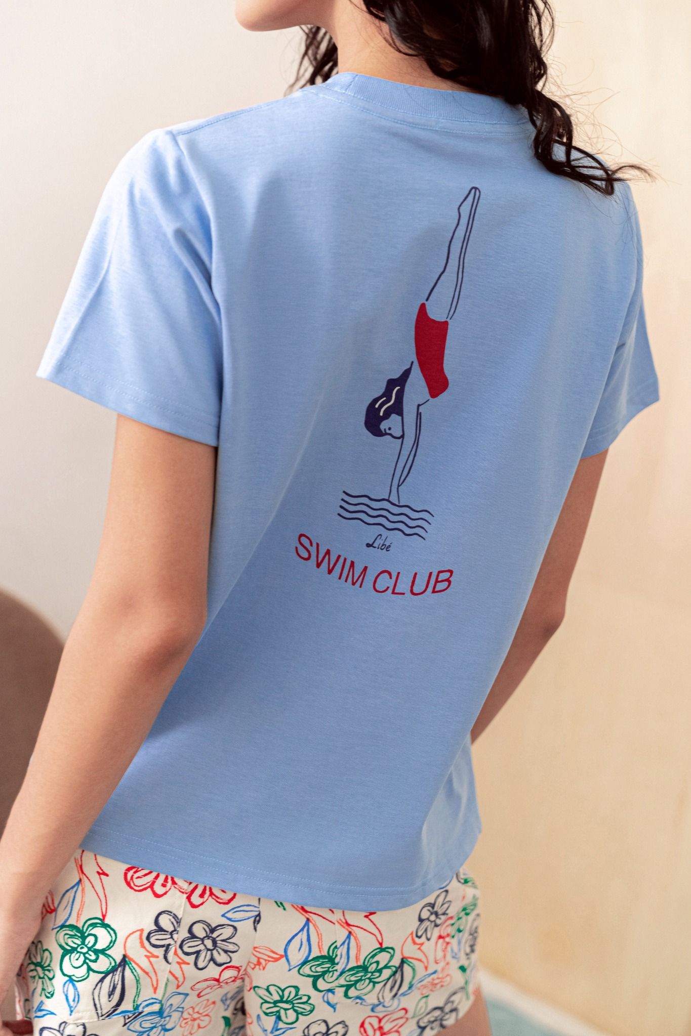 Libe Blue Printed Relaxed Baby Tee (Pre-order)