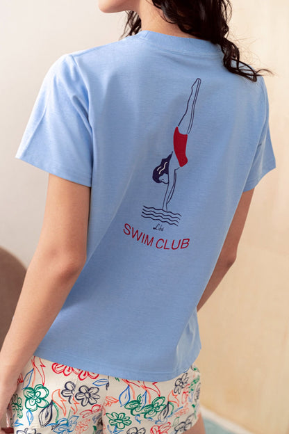 Libe Blue Printed Relaxed Baby Tee (Pre-order)