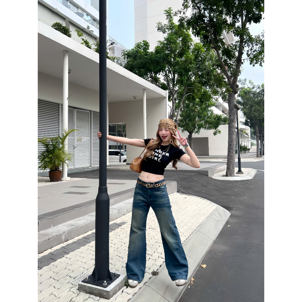 WHOSE Blue Wash Flared Jeans Wash Ver 1