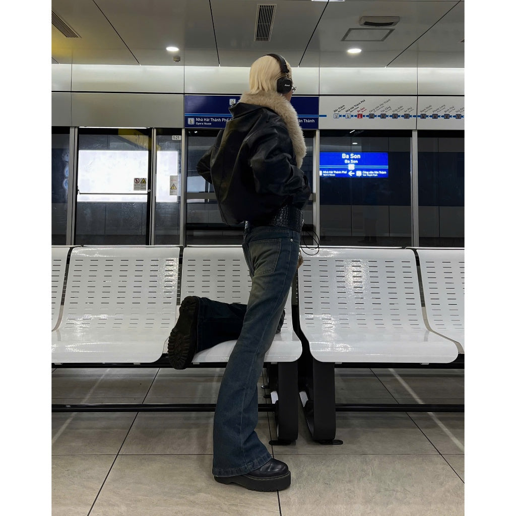 WHOSE Blue Wash Flared Jeans Wash Ver 1