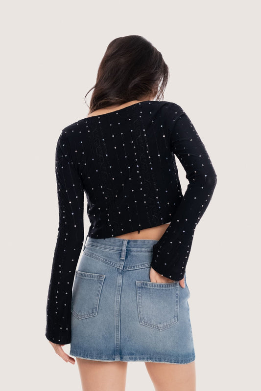 Libe Bolero Black Embroidered Buckle Cardigan (Pre-order)