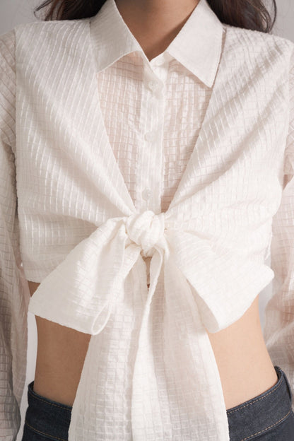 Libe Bow Tie Crop Shirt (Pre-order)
