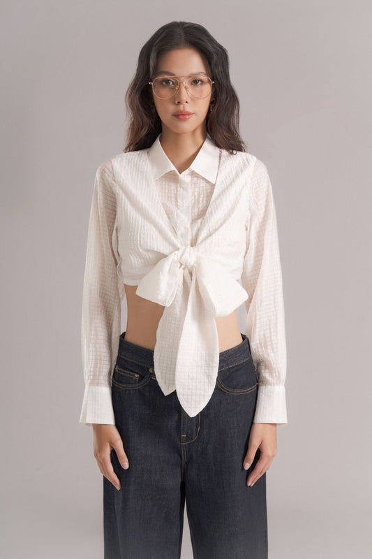 Libe Bow Tie Crop Shirt (Pre-order)