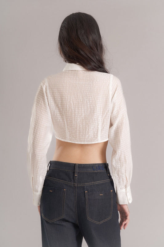 Libe Bow Tie Crop Shirt (Pre-order)