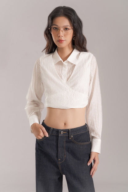 Libe Bow Tie Crop Shirt (Pre-order)