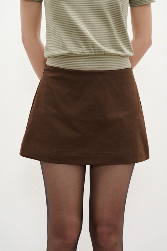 Libe Brown Khaki Mini Skirt (Pre-order)