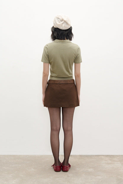 Libe Brown Khaki Mini Skirt (Pre-order)