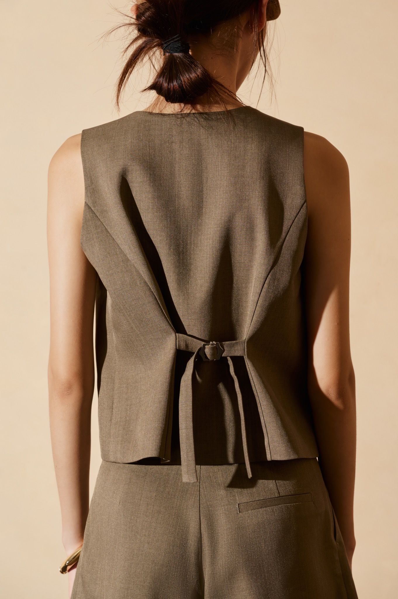 Libe Brown Regular Fit Gilet Top (Pre-order)