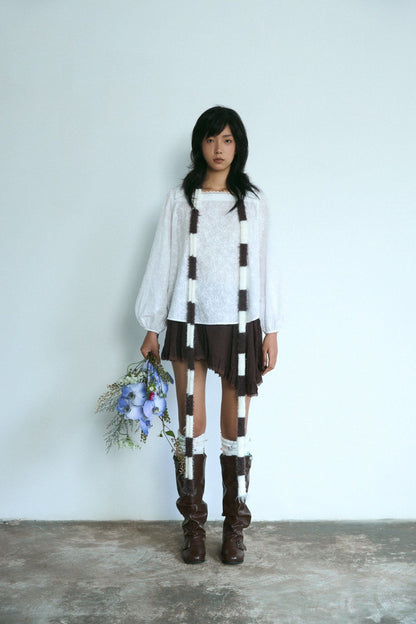 Libe Brown Ruffle Mini Skirt (Pre-order)