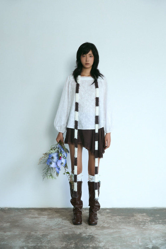Libe Brown Ruffle Mini Skirt (Pre-order)