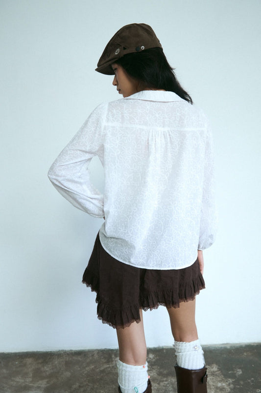 Libe Brown Ruffle Mini Skirt (Pre-order)
