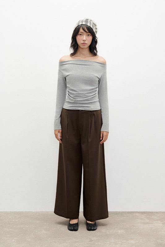 Libe Brown Wide Leg Trousers (Pre-order)