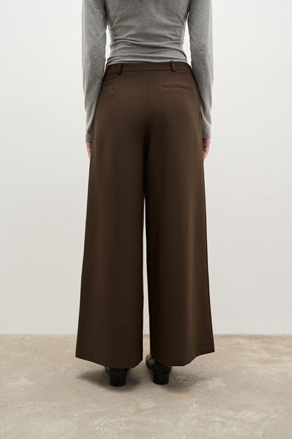 Libe Brown Wide Leg Trousers (Pre-order)