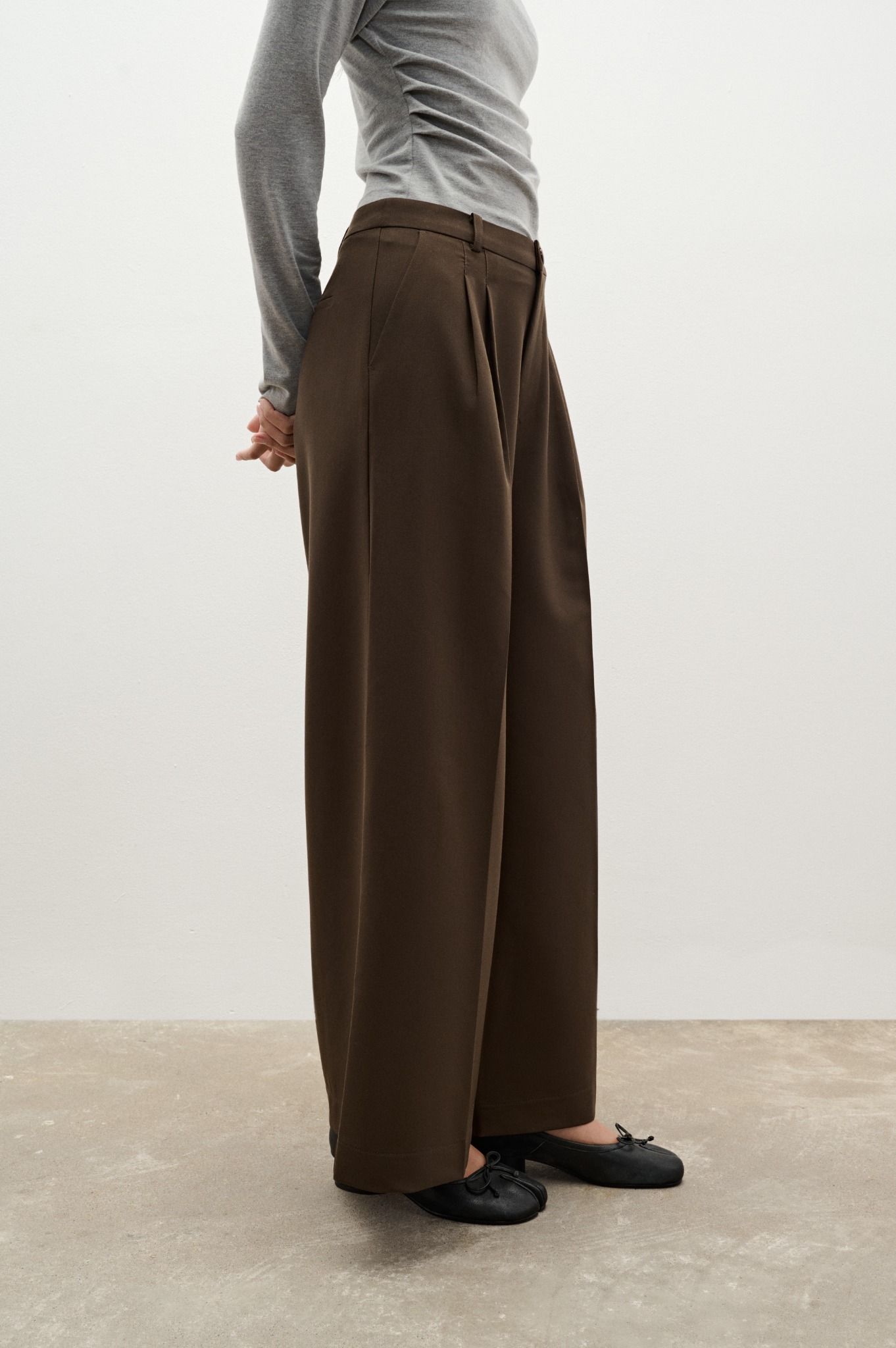 Libe Brown Wide Leg Trousers (Pre-order)