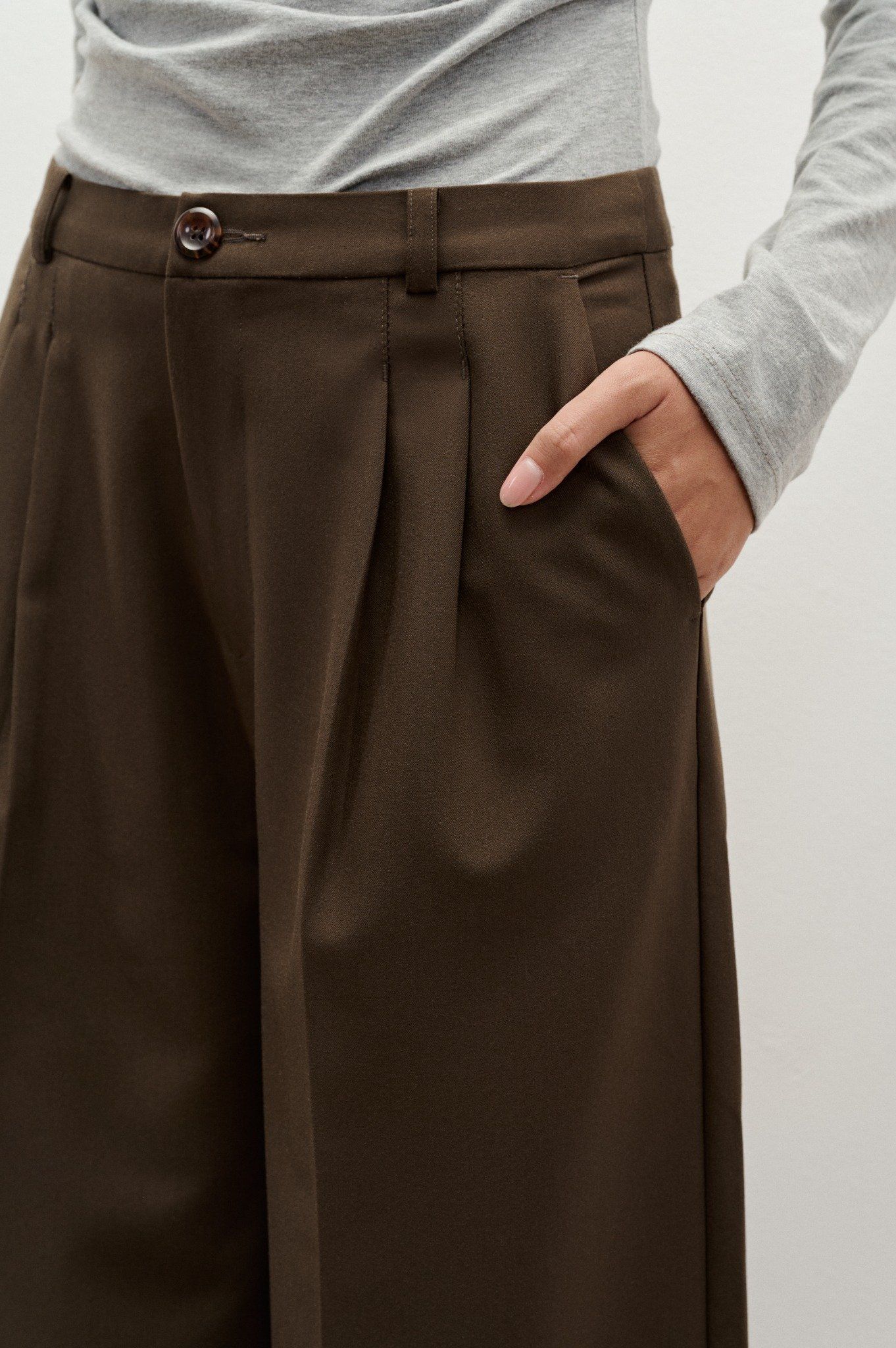 Libe Brown Wide Leg Trousers (Pre-order)