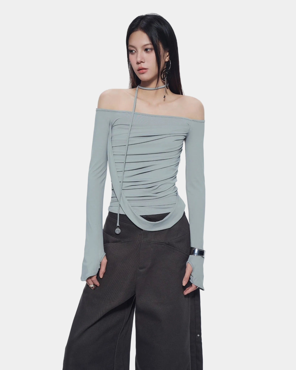 Bunny Hill Melvin Long Sleeve Top - Blue Grey - Delivery in 48h