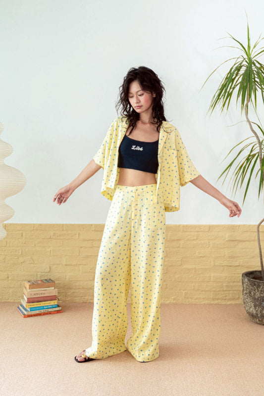 Libe Butter Yellow Straight Leg Linen Trousers (Pre-order)
