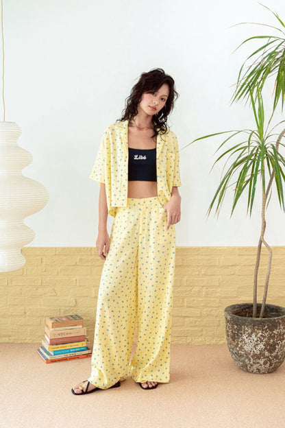 Libe Butter Yellow Straight Leg Linen Trousers (Pre-order)