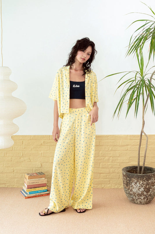 Libe Butter Yellow Straight Leg Linen Trousers (Pre-order)