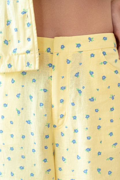 Libe Butter Yellow Straight Leg Linen Trousers (Pre-order)