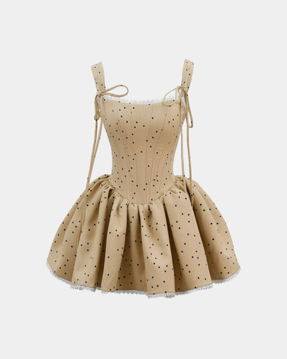 Ceci Calina Dress - Caramel Polka